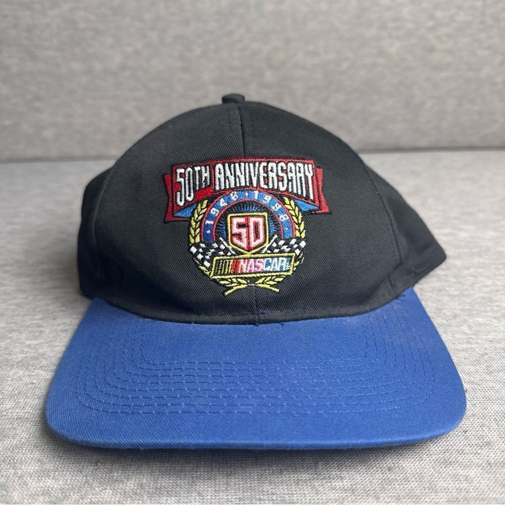 Vintage NASCAR 50th Anniversary 1948‎ - 1998 Hat Cap Adjustable Strap Black Blue